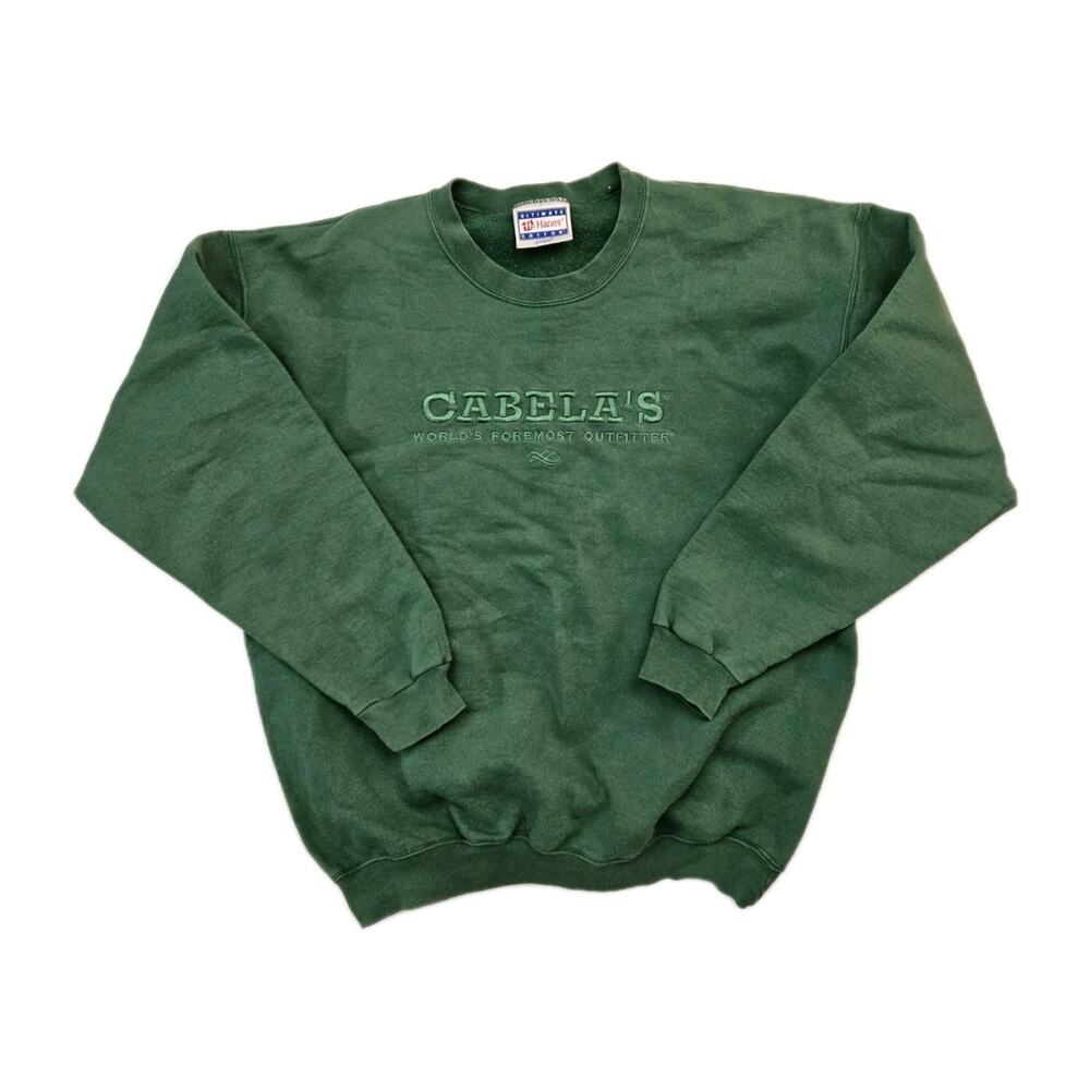Vintage Cabelas Sweatshirt Green Embroidered NO TAG Fits like a Men's Large